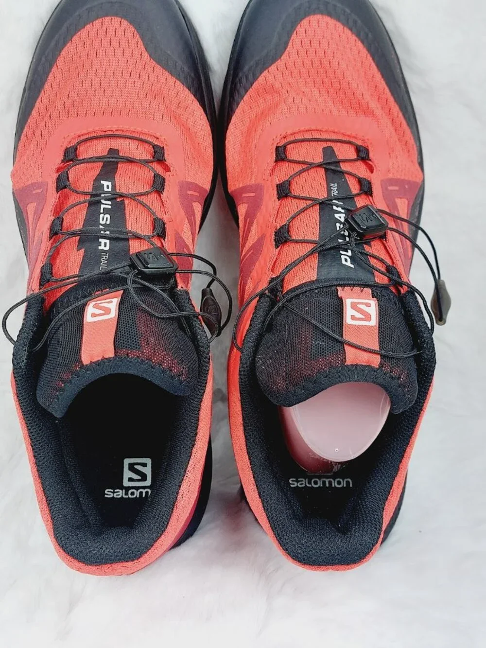 Salomon Men's Vibrant Red Black Pulsar Trail Quick Lace Hiking Shoes Size 12
